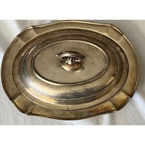 Art Deco Continental Silverplate Covered Vegetable Serving‎ Dish Octogon Vintage